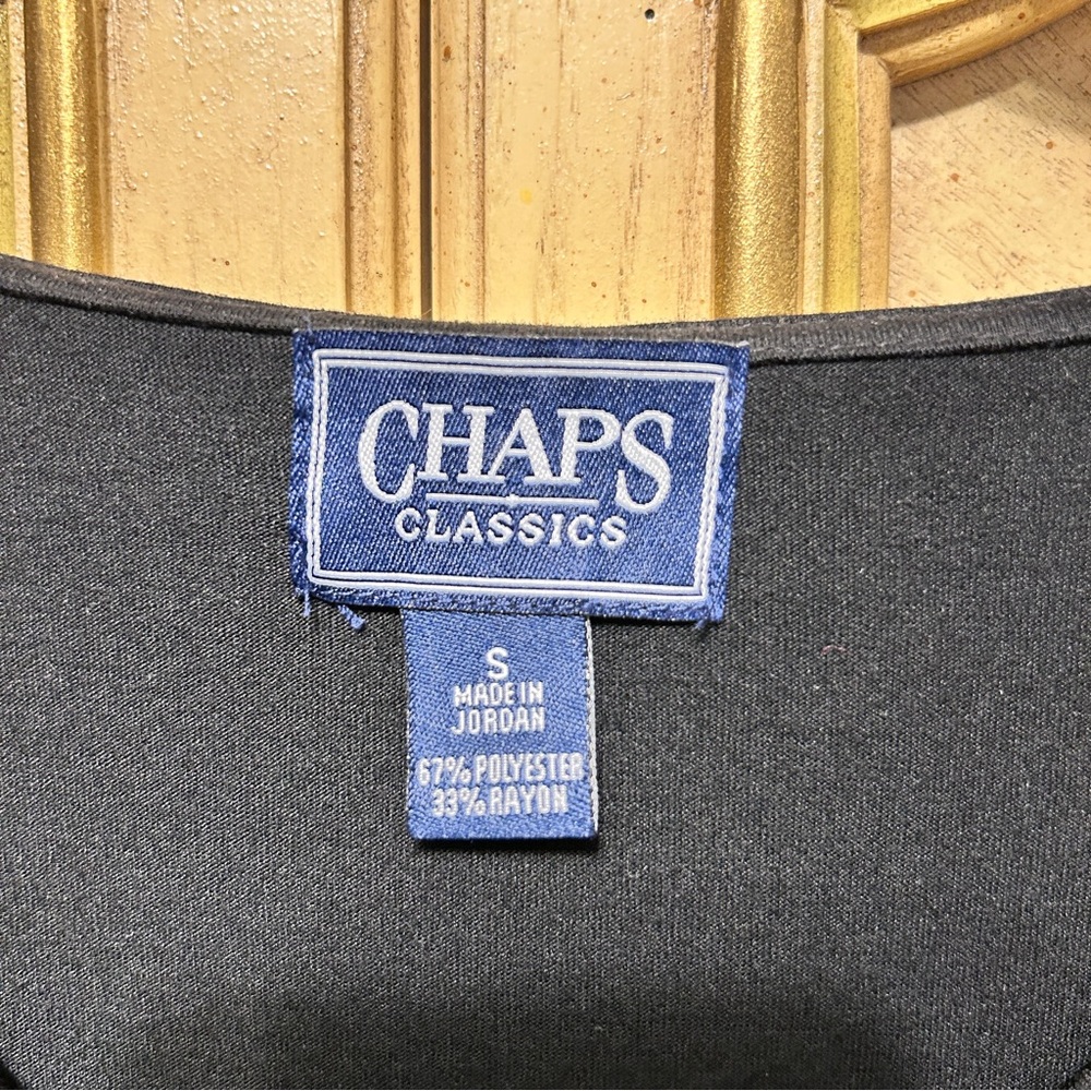 Chaps Black 3/4 Sleeve Ruffle Front Shirt - Picture 6 of 6